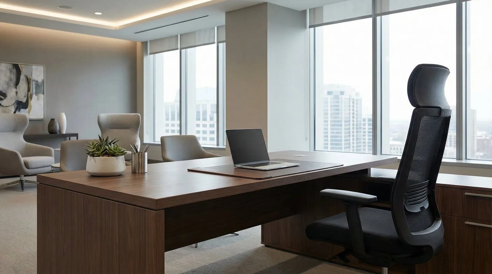 Desk and chair in a home office